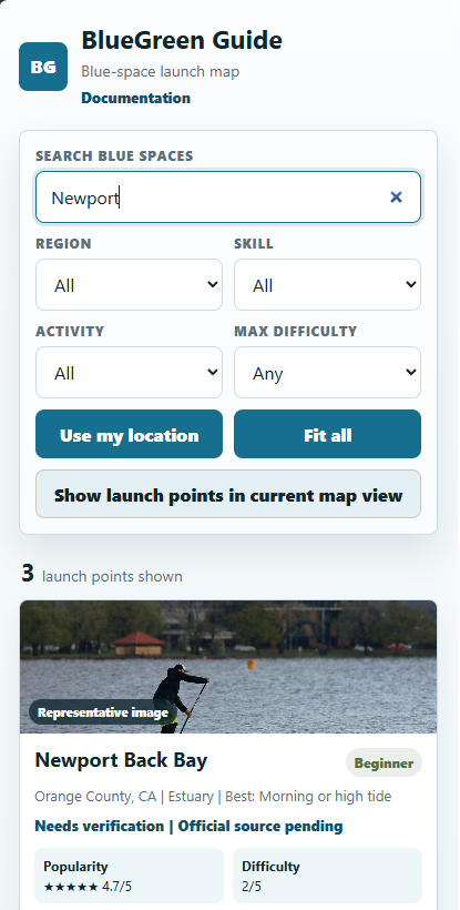 Filtered BlueGreen Guide search results