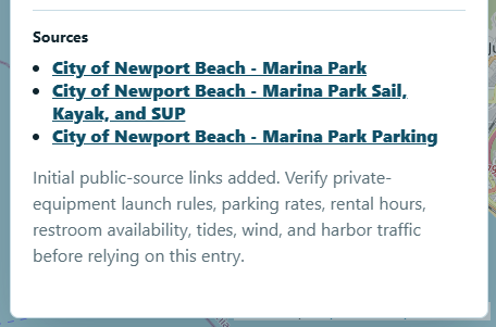 Verification status and source links
